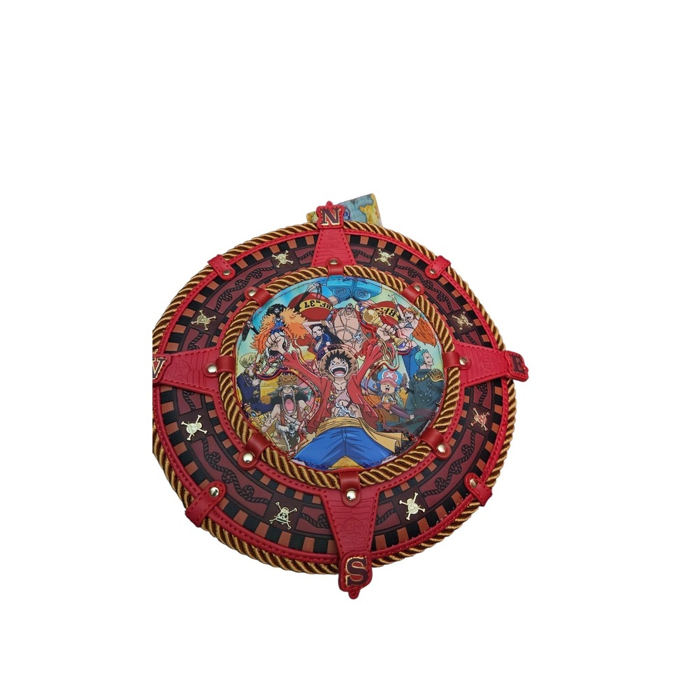Loungefly One Piece Straw Hat Crew Compass Mini Backpack Red Anime Bag
